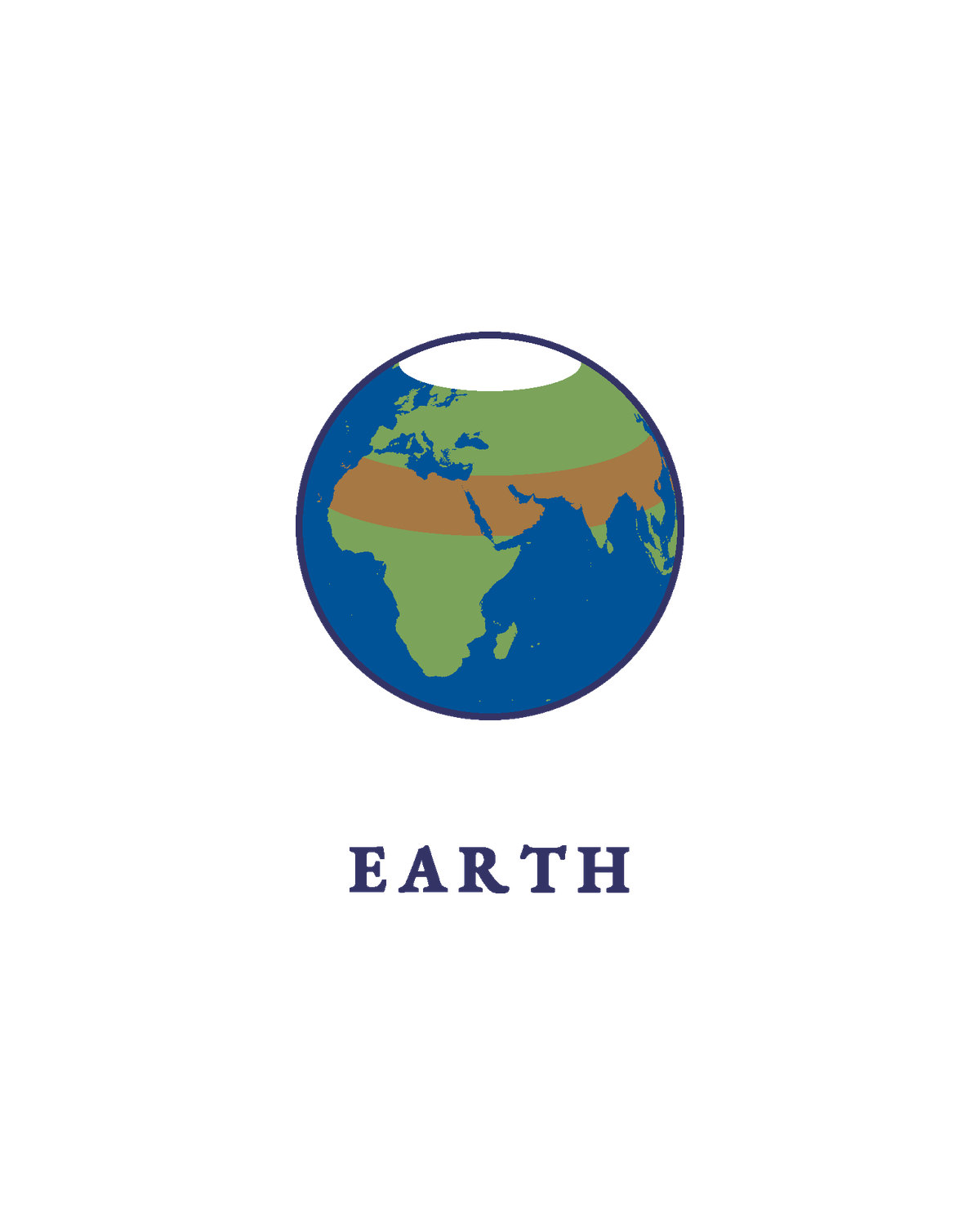 The embroidered badge of Earth, on a white mount.